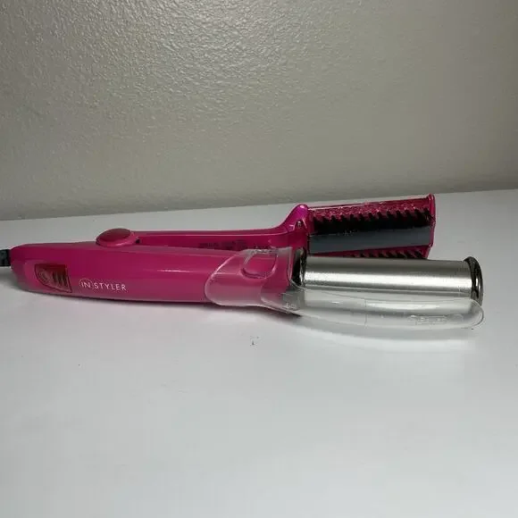 Instyler Rotating IS1001.1 PINK Hot Iron Hair Brush Straight/Curl 1.25" TESTED - Picture 2 of 11